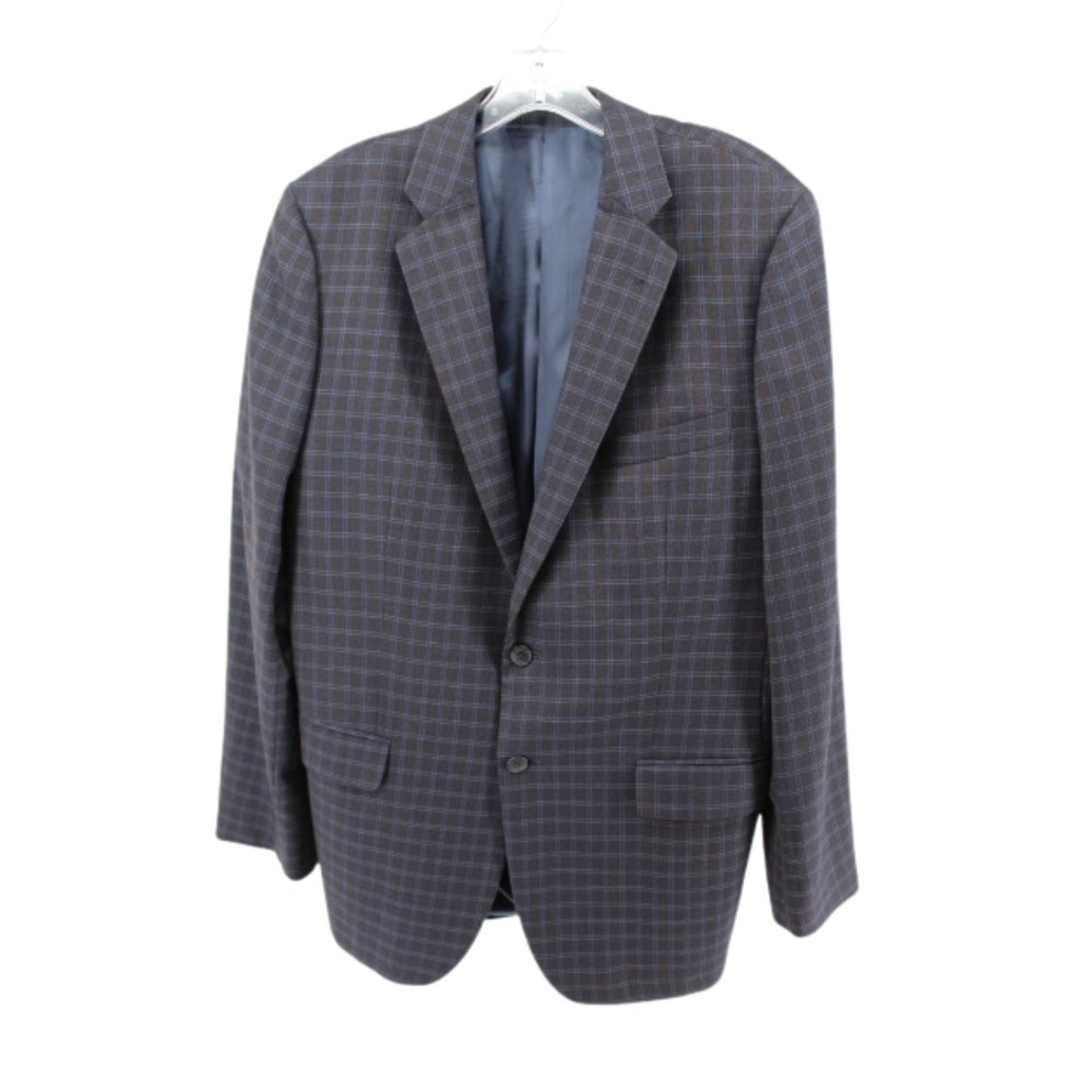 Joseph Abboud Blazer 42R Blue‎ Plaid Wool Linen Sport Coat Italy 2 Button
